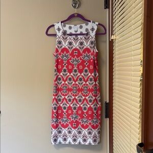 Charter Club White and Orange Sleeveless Sheath Dress